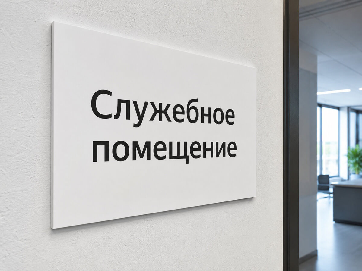 Табличка «Служебное помещение» на стене офиса